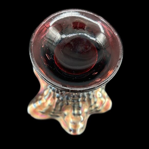 Fenton April Showers Carnival Glass Vase Ruffled Rim 6"H x5 3/4"W x 3 1/2" Base - Picture 4 of 8